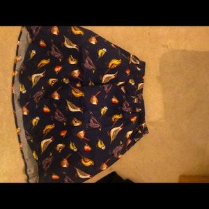 Lined A Line navy skirt with birds, knee length, Grace Karin